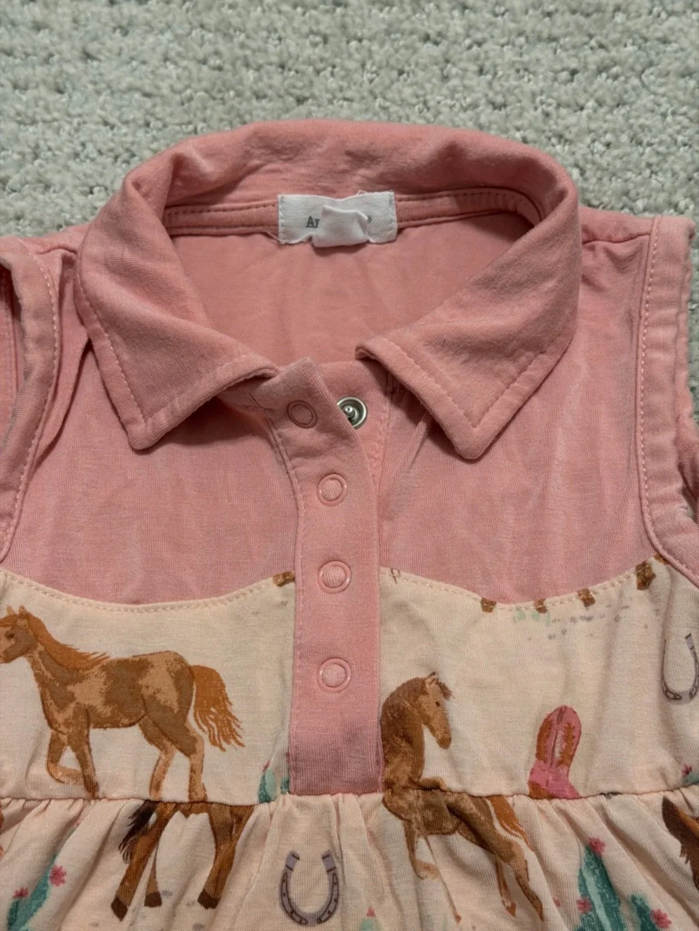 Angel Dear Pink Cowboy Bodysuit Dress Western Horses - 12 Mo